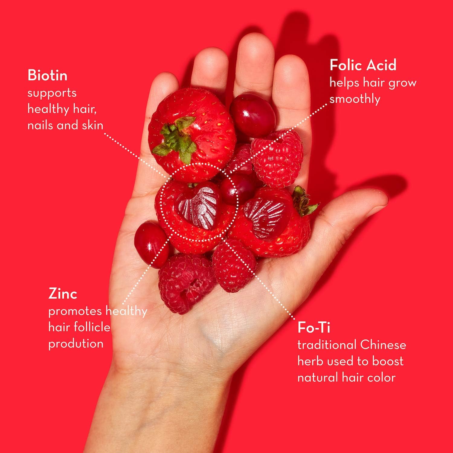 HUM Hair Sweet Hair Gummies - Hair Growth Vitamins with 5000mcg Vegan Biotin, B Vitamins, Fo-Ti & Zinc - Supports Hair Growth - Vegan, Gluten Free and Non GMO (60 Berry Flavored Gummies): Health & Personal Care