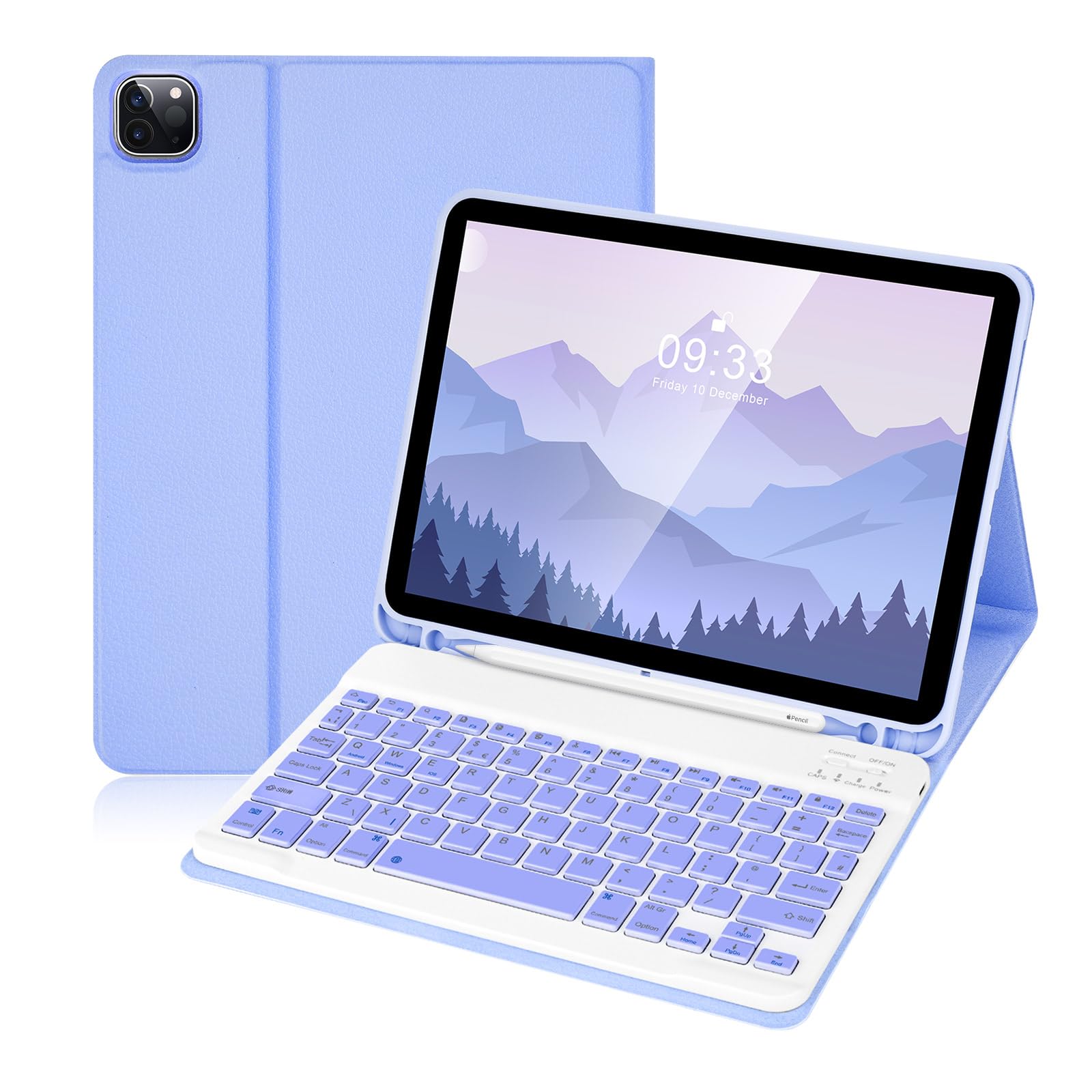 Lively Life Bluetooth Keyboard for iPad Air 11-inch (M3 2025 / M2 2024) & Air 4th/5th Gen & iPad Pro 11 inch (1st/2nd/3rd/4th Gen), Detachable Keyboard Cover, UK Layout - Purple — image 1