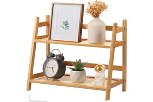 Wicker Look Coffee Station Organizer 2Tier Bamboo Mug Holder Countertop Cup Display Shelf Condiment Storage Rack Matcha Stand