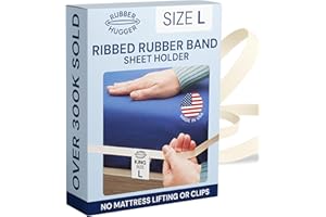 RUBBER HUGGER Elastic Fitted Sheet Straps - King Size Rubber - Anti-Slip Grip & Mattress Straps - Effortless Install for Bed Accessories - Secure Corner Holders to Keep Sheets in Place