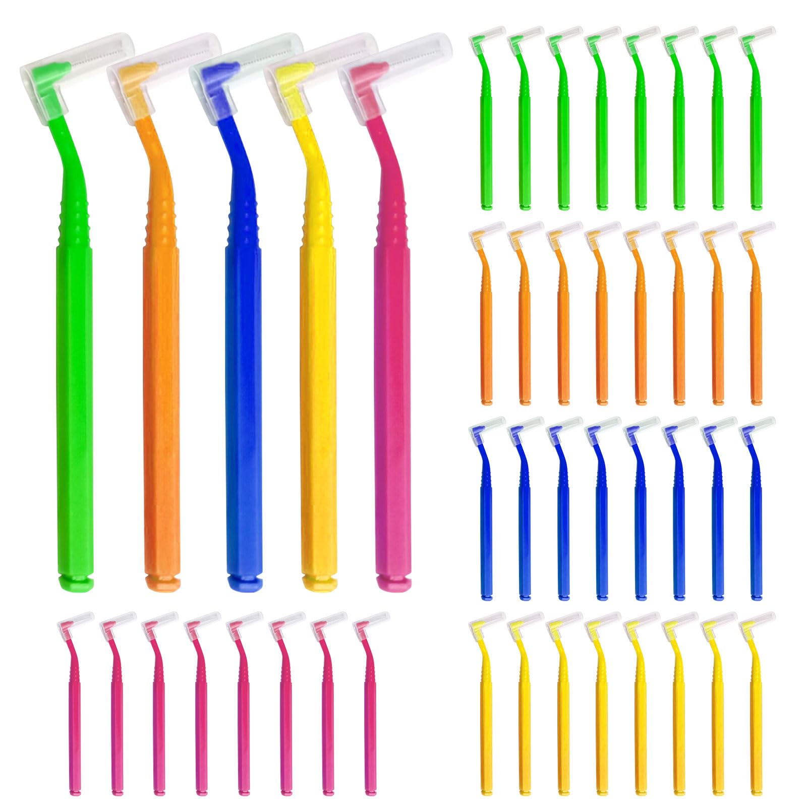 SKHAOVS 40 Pieces Interdental Brushes,Gap Brush with Non-Slip Handle,Dental Brushes for Between Teeth and Gums,Orthodontic Universal Care Teeth Braces CleaningInterspace Cleaning (5 Colours)