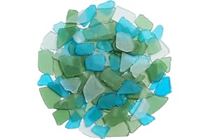 QYGL Sea Glass for Crafts - 14oz Frosted Seaglass Pieces - Vase Filler and Aquarium Ornament, DIY Craft Supplies for Art, Beach Weddings, and Home Decor (Green, Aquamarine, White)