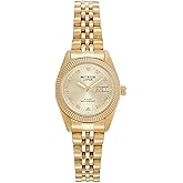 Miykon Silver and Gold Watches for Women | Small Dainty Women's Dress Watch with Day Date and Genuine Crystals | IP Stainless Steel Women's Jewelry Bracelet, Lume Hands, Japan Quartz, 50M Water Resist