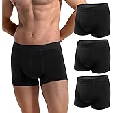 REELINDRY Men’s Incontinence Underwear 2.3 oz Absorbency Protection Adult Leak Proof Boxer Briefs Washable Bladder Leakage Cotton 3 Pack (3 Black, XL)