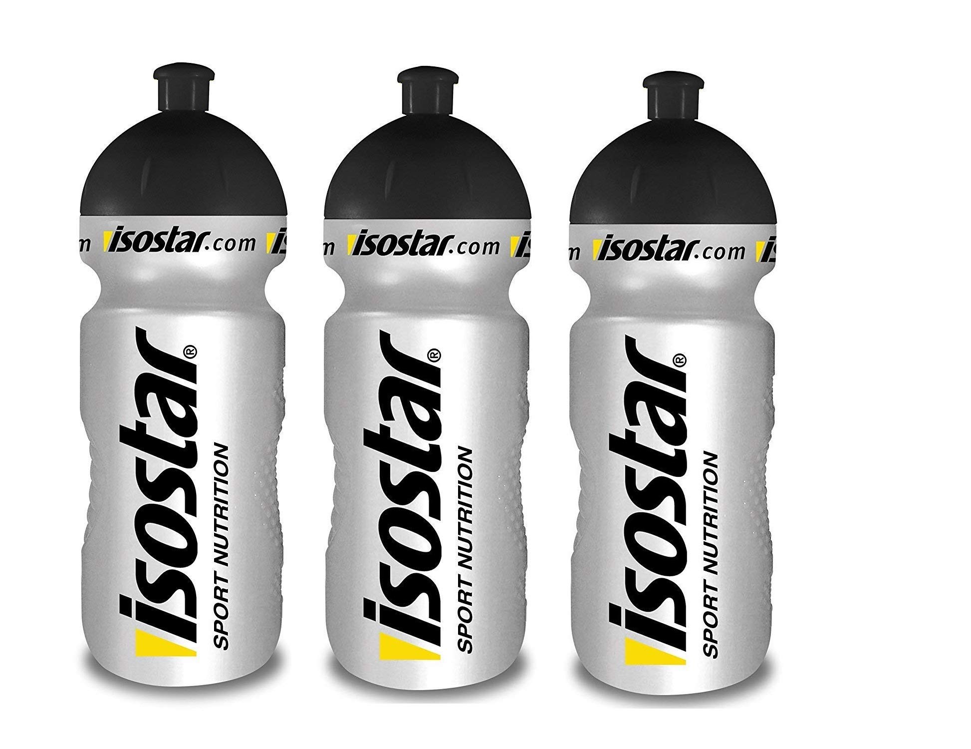 Isostar Sport water bottle 500-650 ml - BPA-free - Water bottle for running, cycling, gym, hiking - Practical and leak proof push & pull closure, (3x500ml)