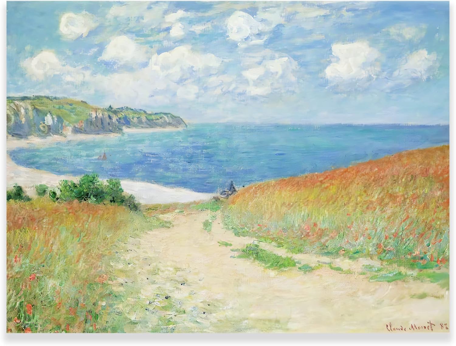Paintings - Monet Canvas Wall Art - Path Through The Corn at Pourville Poster - Oil Painting Reproduction - Landscape Painting Impressionism Cool Wall Decor for Living Room Bedroom Office Unframed 9x12in/23x30cm