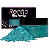 Renfio 100g Mica Powder Pigment, Metallic Natural Dye Mineral Pearl Shimmer Epoxy Resin Dye for Painting Soap Making Slime Bath Bombs 3.5 Oz - Lake Blue