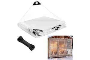 AULOCK 8x10 FT Clear Tarp Heavy Duty Waterproof for Patio Winterizing - 5 mil Anti-Tear Snowproof & Windproof Clear Plastic Tarps with Grommets for Winter Garden Patio Enclosure Chicken Coop