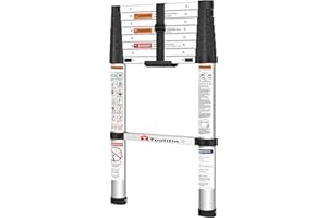 TOOLITIN Telescoping Ladder,8.5FT One Button Retraction Aluminum Telescopic Extension Ladder,Soft Close Design Extendable Ladders Portable for Household Daily or RV Work,330 Pound Capacity