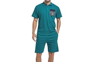 ANOTWENER Mens 2 Piece Vacation Outfit Casual Waffle T Shirts And Shorts Beach Summer Sets