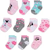 ABG Accessories Baby Girls &amp; Boys Minnie Mouse, Mickey Mouse, Baby Shark, Justice League 10-pack Infant Sock 0-24 Months