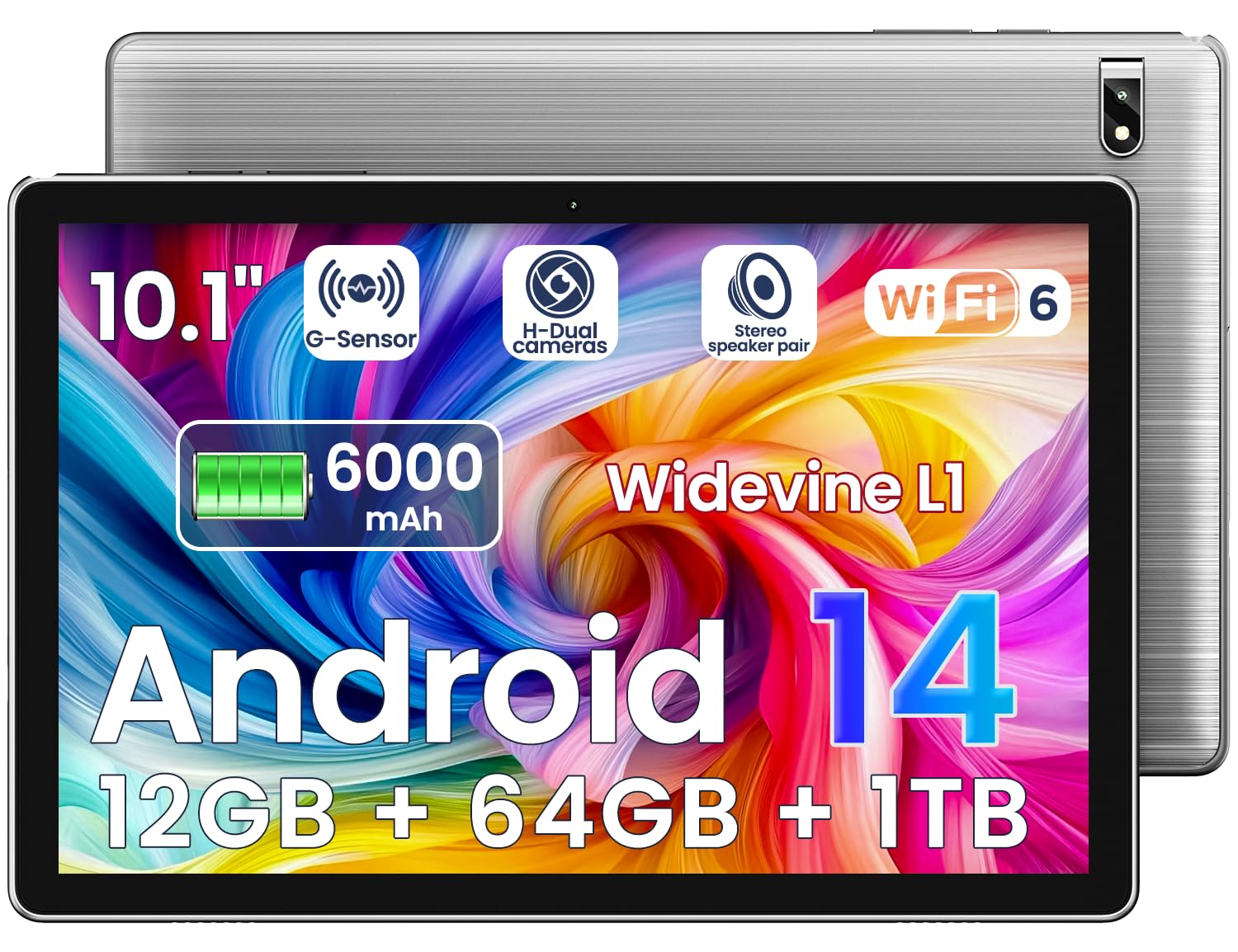 Photo 1 of Tablet,Octa Core CPU, 12GB RAM+64GB ROM 1TB Expand,12-Hour Battery Life, 2+8MP Camera, BT5, Tablets PC 2.4/5G WiFi 6,1080 IPS FHD Screen, Tablets Android Gifts for Men Women
