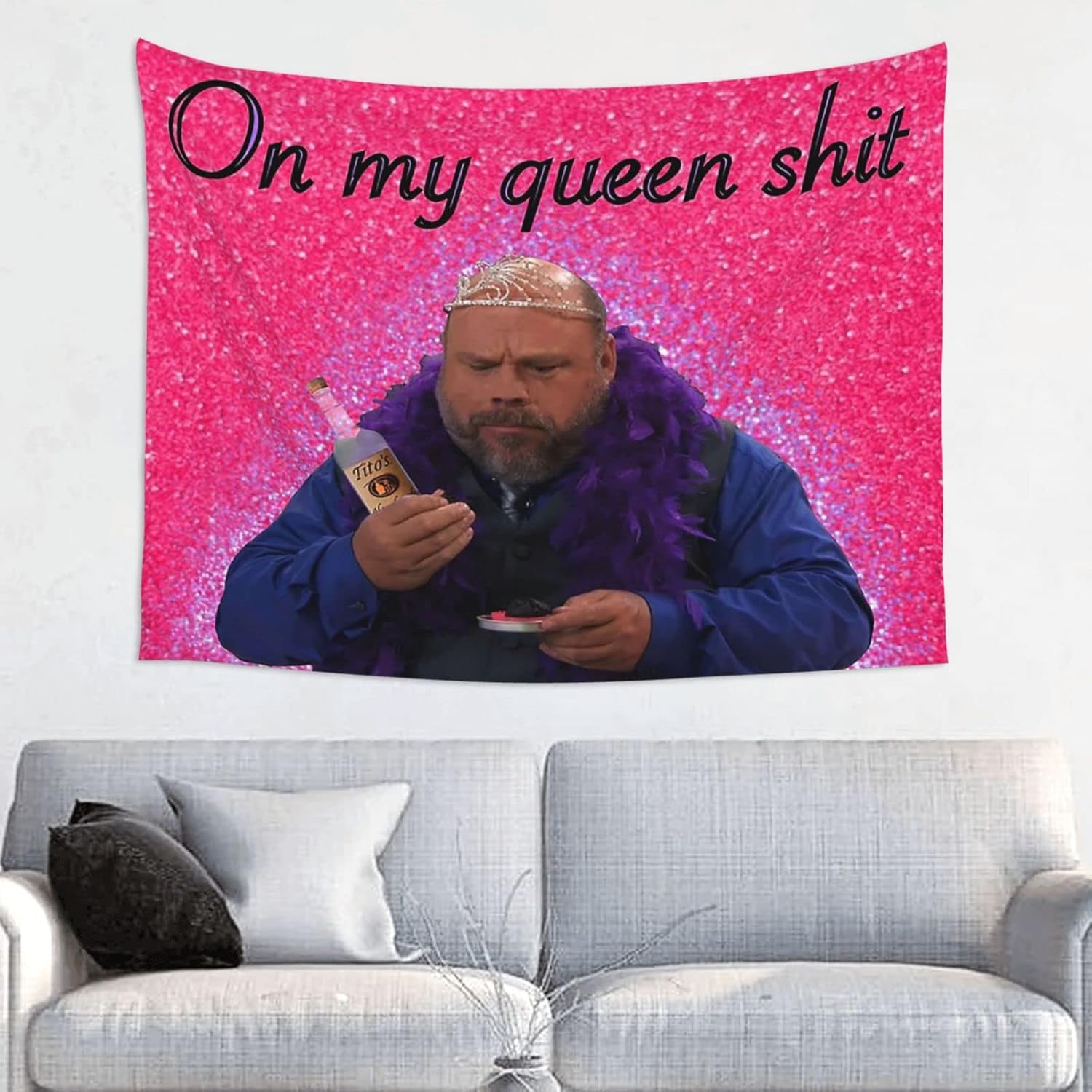 Tapestries - Bertram On My Queen Shit Tapestry Aesthetic Tapestrys 29x38in Funny Meme Tapestries Wall Hanging Art Poster For Bedroom Living Room