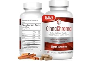 BARTON NUTRITION CinnaChroma Capsules - Cinnamon Supplements with 10:1 Extract, Chromium, Vanadium, Selenium, Vitamin D3 & K2 - Natural Sugar Blocker - 30 Capsules, 1 Month Supply
