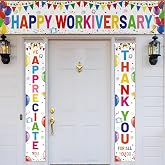 Smoothnovelty 3 Pcs Multicolor Workiversary Banner | We Appreciate Thank You for All You Do Backdrop, for Outdoor Men Women Office Employee Worker Appreciation