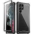 Poetic Guardian Case Compatible with Galaxy S22 Ultra 5G 6.8 inch, Built-in Screen Protector Work with Fingerprint ID, Full Body Hybrid Shockproof Protective Rugged Clear Cover Case, Black/Clear