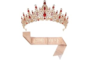 Birthday Queen Sash Crowns Set for Women Rhinestone Birthday Decoration Glitter Crystal Hair Party Supplies