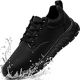 GUCTQY Non Slip Work Shoes for Mens Waterproof Leather Kitchen Chef Shoes Restaurant Food Service Nursing Shoes Lightweight Fashion Casual Walking