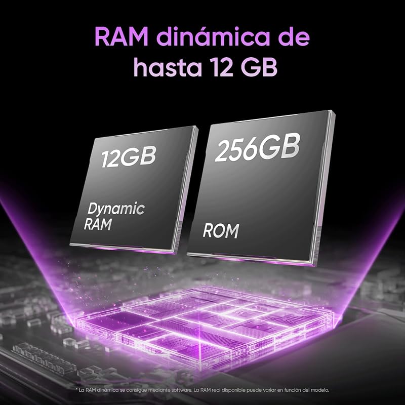 Smartphone realme P4 Lite 4G, 4GB+128GB, Pantalla LCD HD 120Hz 6,8", Batería Titan 6600mAh, Carga 15W, Carga inversa 6W, IP64 Antipolvo e Impermeable, Sistema Next IA, Púlsar Morado (Sin Cargador)