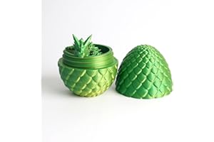 Flavery Dragon Egg - Surprise Egg with 8” Pearly Sheen Dragon Inside, 3D Printed Gift, Articulated Dragon Toy for Birthday, Home Decor (8” Green Mix Gold)