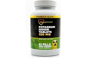 Potassium Iodide Tablets 130 mg | 300ct Iodine for Radiation Exposure - Potassium Iodine Pills - YODO Naciente - KI Pills - Made in USA - ThyroShield (300 Tablets)