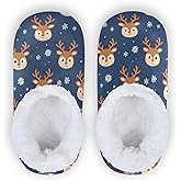 Dussdil Boys Girls Slippers Christmas Deer Snowflakes Kids Indoor Home Shose Warm Soft Spa House Slippers Memory Foam Non Slip Slipper for Travel Bedroom Size 9-11