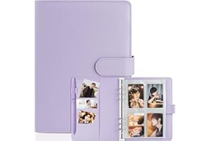 First-zgel Kpop Photocard Binder, PU Leather A5 Photocard Holder with 200 Pocket, K-Pop Korean Pop Photocard Holder Binder Book, 4 Photo Style Photo Card Album Trading Cards Organizer(Purple)
