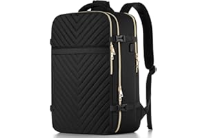 MOMUVO Carry On Backpack for Women,Flight Approved Large Travel Laptop Backpack Water Resistant Luggage Travel Bag for Weekender Business, Black-1