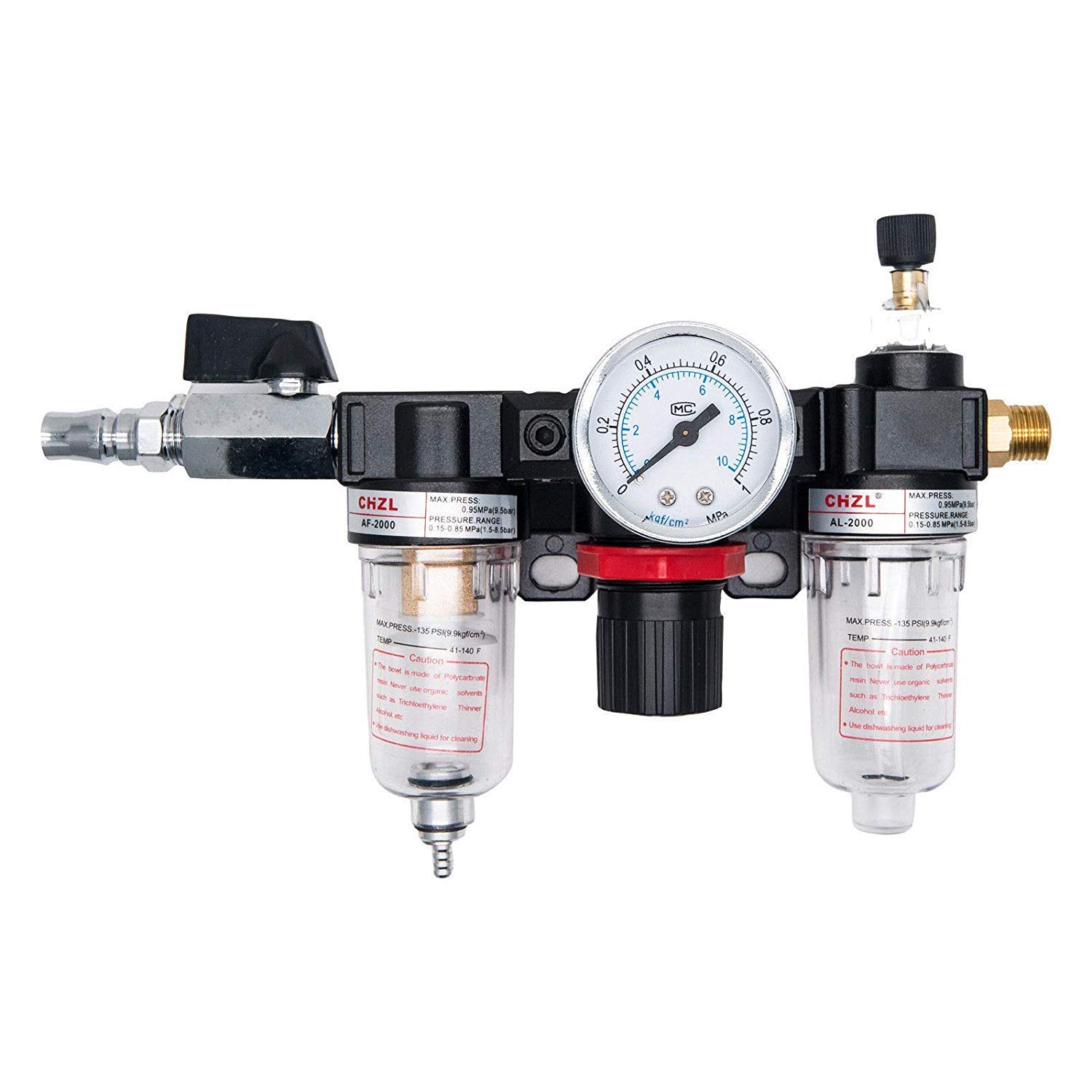 1/4" BSP Air Filter Regulator Compressor HugeAuto Air Filter Moisture Water Trap Pneumatic Tools Oil Lubricator-Type1