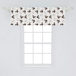 Ambesonne Dog Window Valance, Pug Portraits Traces