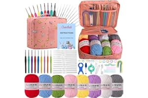Cdrompy 65Pcs Crochet Kit,Crochet Kit for Beginners,Crochet Beginners Kit with 8 Colors Crochet Yarn and Crocheting Accessories Set,Crochet Kit for Beginners Adults,Crochet Starter Kit for Beginners