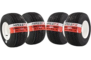 MASSFX 18x8.50-8 18/8.5-8 front and rear White Golf Cart Turf Tires mounted on a 4 on 4 Bolt Pattern, a 4-Ply tire that fits Club Car, Cushman, EZGO, Yamaha (4 Pack)