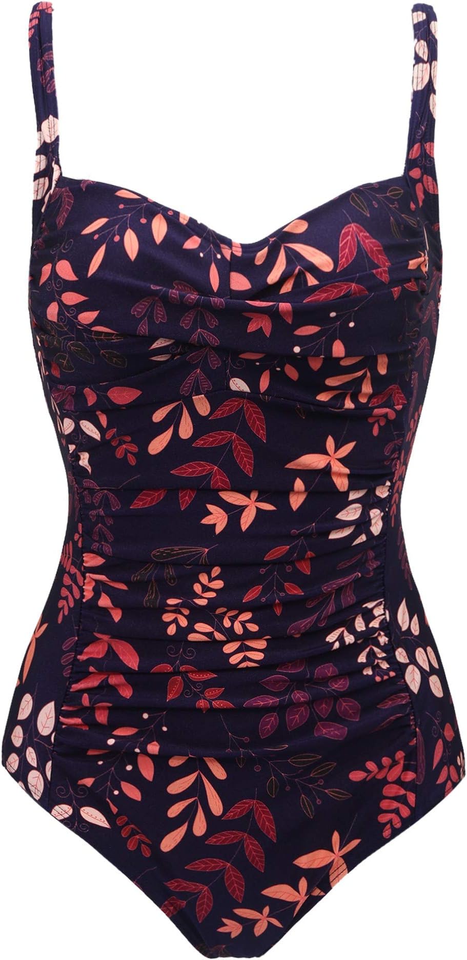 Women's One Piece Swimsuit Ruched Tummy Control Bathing Suit Retro Vintage Swimwear