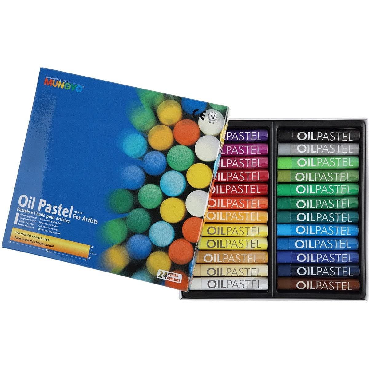 Mungyo Oil Pastels in Assorted Colours 11 x 70 mm (Pack of 24)