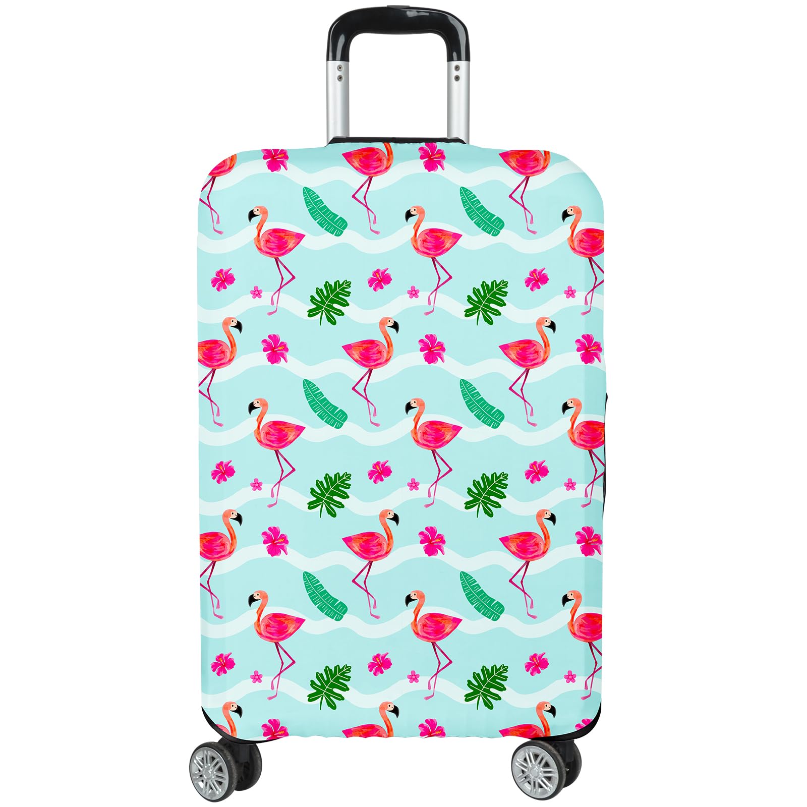 Photo 1 of Lattlefnki Luggage Covers for Suitcase Elastic Suitcase Covers Luggage Protector Anti-scratch Fits 18-20 Inch Leafy Green Flamingo