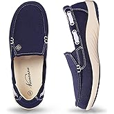 Womens Slip On Shoes, Comfort Casual Loafers Shoes with Arch Support - Boat Canvas Sneakers for Daily Walking