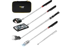 TRSCIND Gifts for Men Dad Husband Him, Cool Christmas Stocking Stuffers, 5PCS Telescoping Extendable Magnetic Pickup Tool Set with Extendable Magnetic Flashlight, 15lb &1lb Pick Up Rod, Inspection Mirror