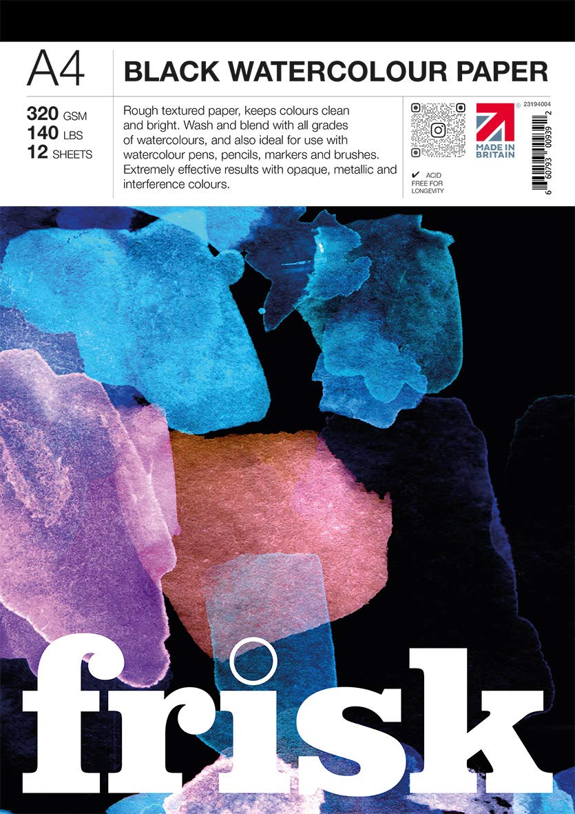 Frisk Black Watercolour Paper Pad A4 320gsm