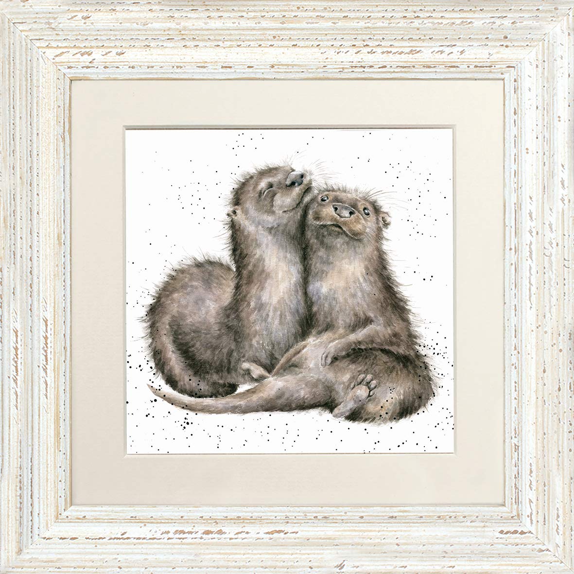 Wrendale Designs " A Love Like No Otter' Framed Greeting Card" in Various Frame Colours (Distressed White)