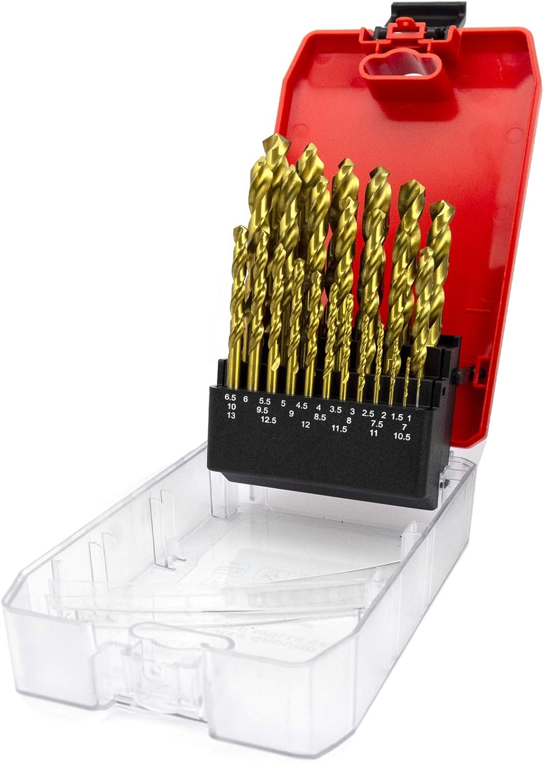NORTOOLS Drill Bit Set, 25 pcs Titanium Nitride Coated HSS Fully Ground Round Shank Drill Bits for Steel Soft Metal