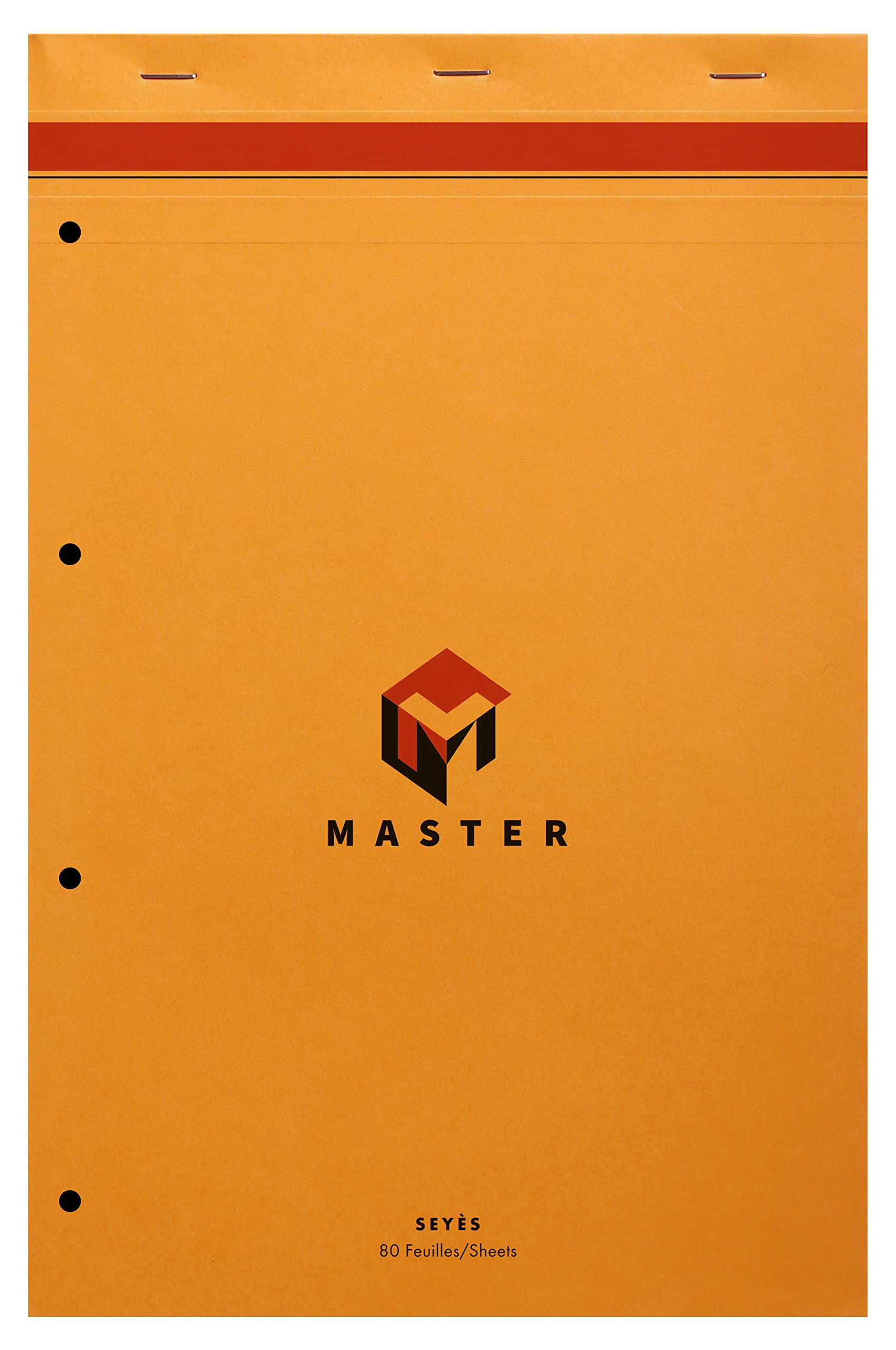 Calligrapher 10754C A Notepad Head Stapled Perforated 4 Holes Orange (a Clairefontaine Brand) - A4+ 21x31,8 cm - 80 Seyes Ruled Sheets - 80g Paper - Card Cover