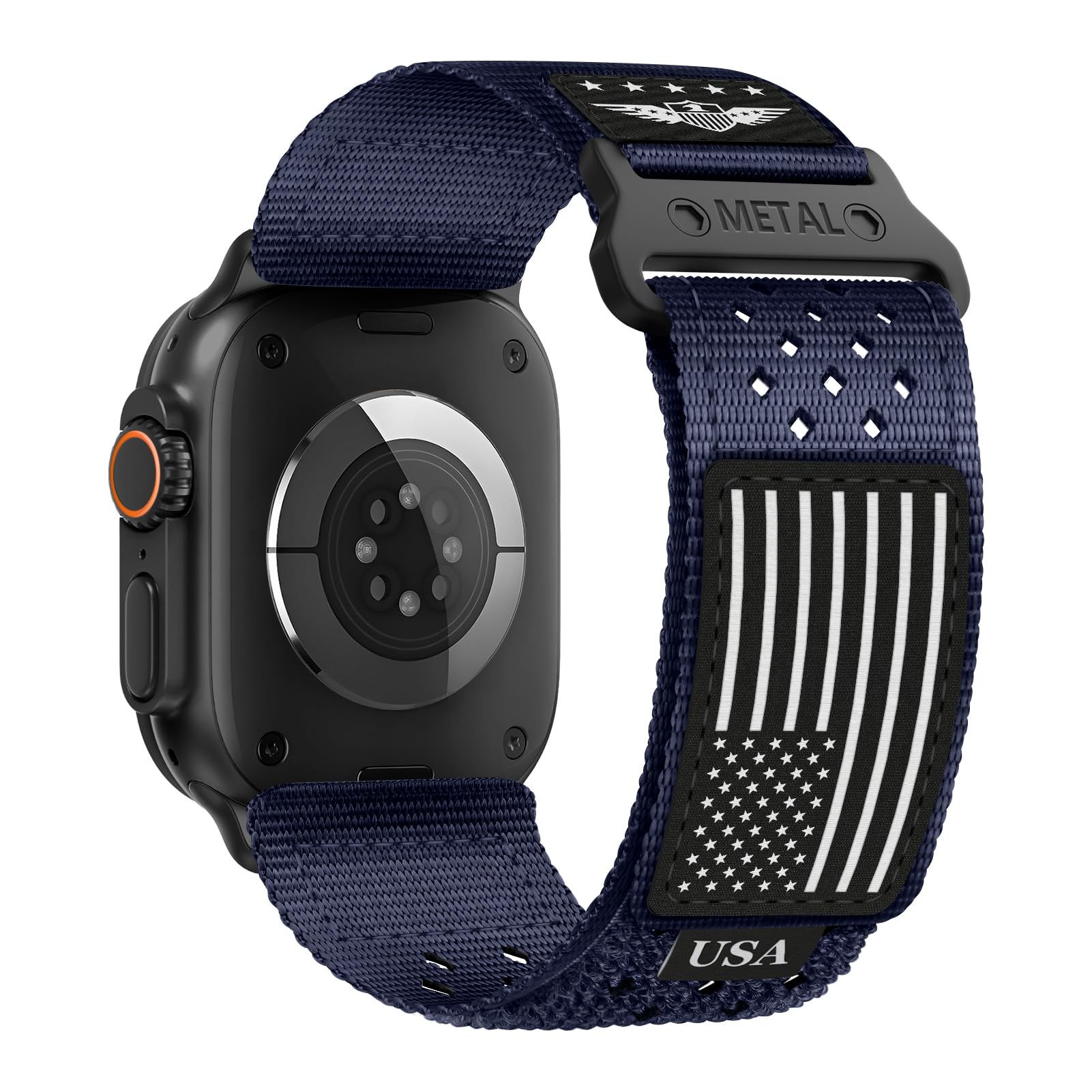 Rugged Nylon Bands for Apple Watch Band 42mm（Series 11/10） 41mm 40mm 38mm Men,Breathable Holes Sport Strap With US Flag Wristband for iWatch band Series 11 10 9 8 7 6 5 4 3 SE3/2/1