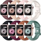 DaQin 8 Pack Sport Bands Compatible with Apple Watch Band 40mm 41mm 42mm 44mm 45mm 46mm 49mm 38mm for Women Men, Soft Silicone Waterproof Strap for iWatch Series 11 10 9 8 7 6 5 4 3 2 1 SE Ultra
