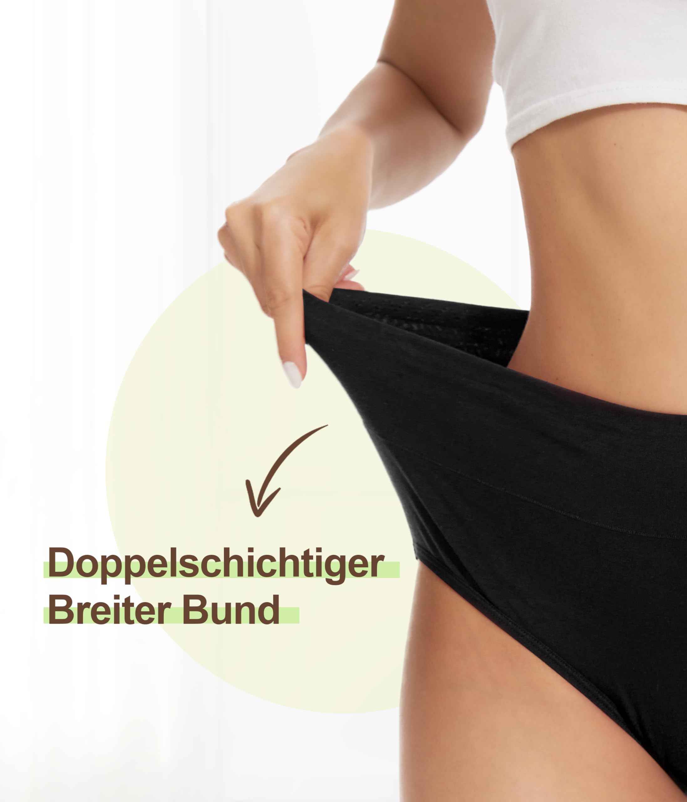 YESWEL Unterhosen Damen 5er Pack, Baumwolle Hohe Taille Unterwäsche, Hipster Stretch Atmungsaktive Panties für Frauen (Schwarz,L) 3