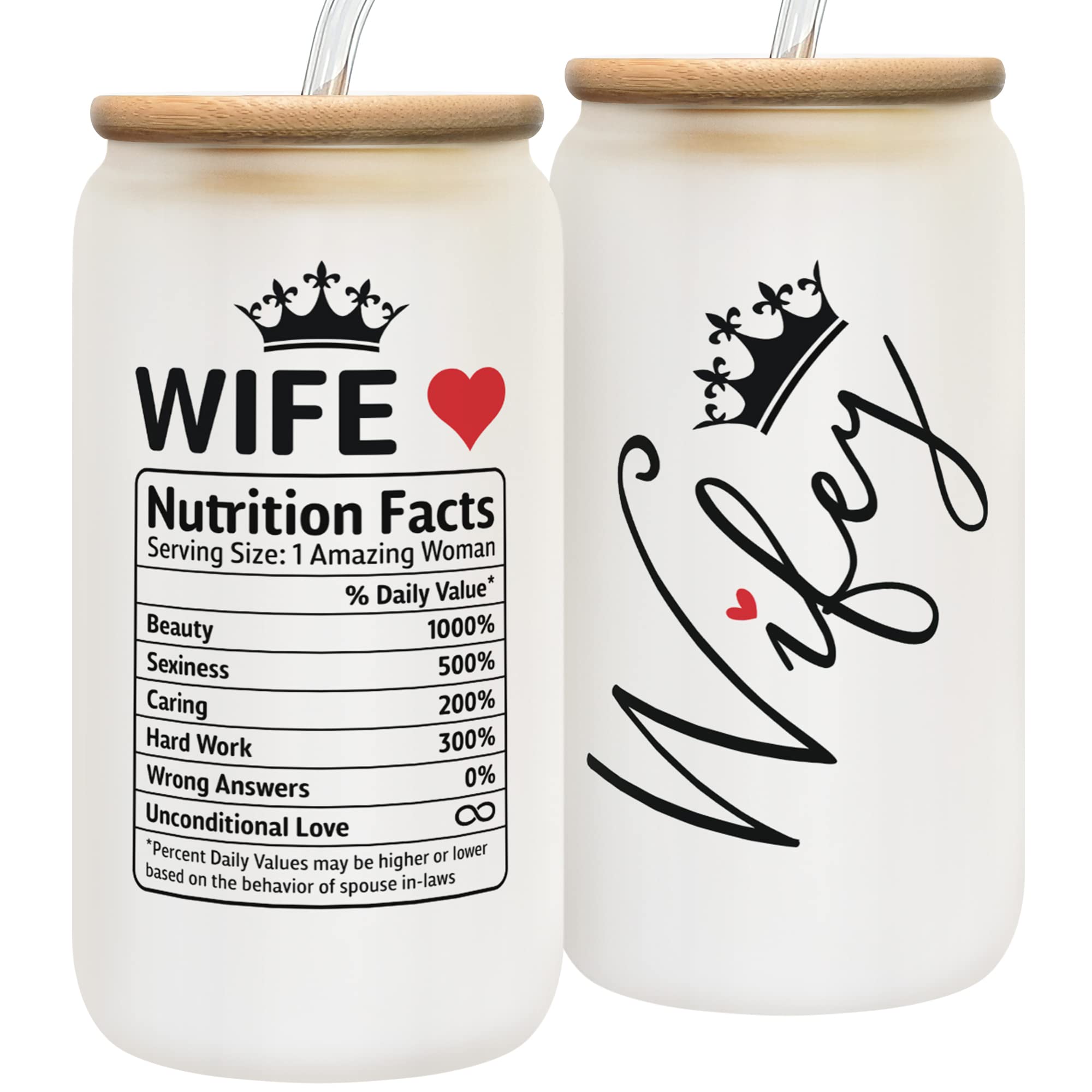 Photo 1 of Gifts for Wife from Husband - Wife Gifts - Wedding Anniversary for Her, Mothers Day Gifts for Wife, Wife Birthday Gift Ideas - I Love You Gifts for Her, Romantic Gifts for Her - 16 Oz Can Glass