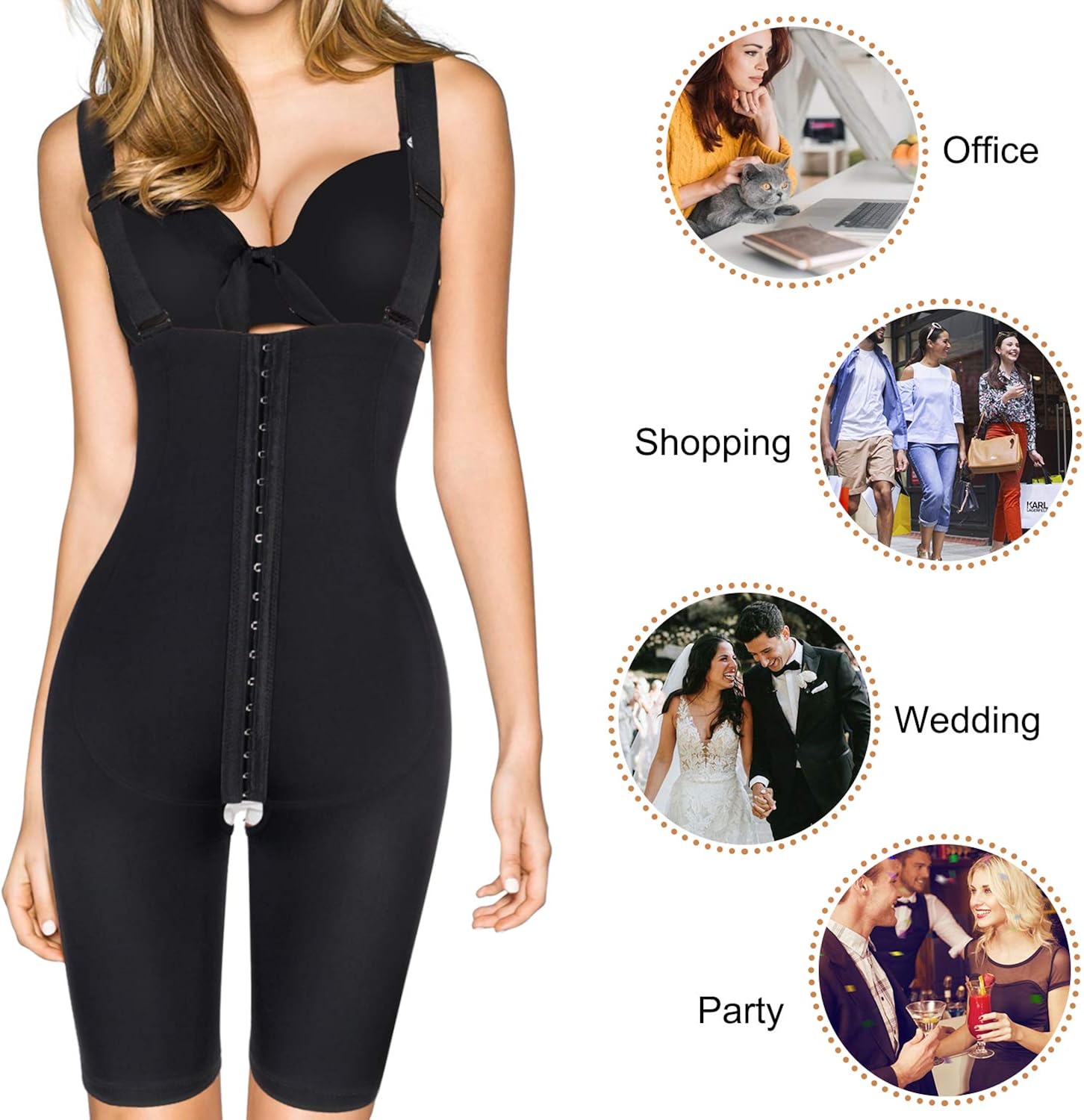 Nebility Women Waist Trainer Shapewear Tummy Control Bodysuit Open Bust Corset High Waist Thigh Slimmer Body Shaper at  Women’s Clothing store