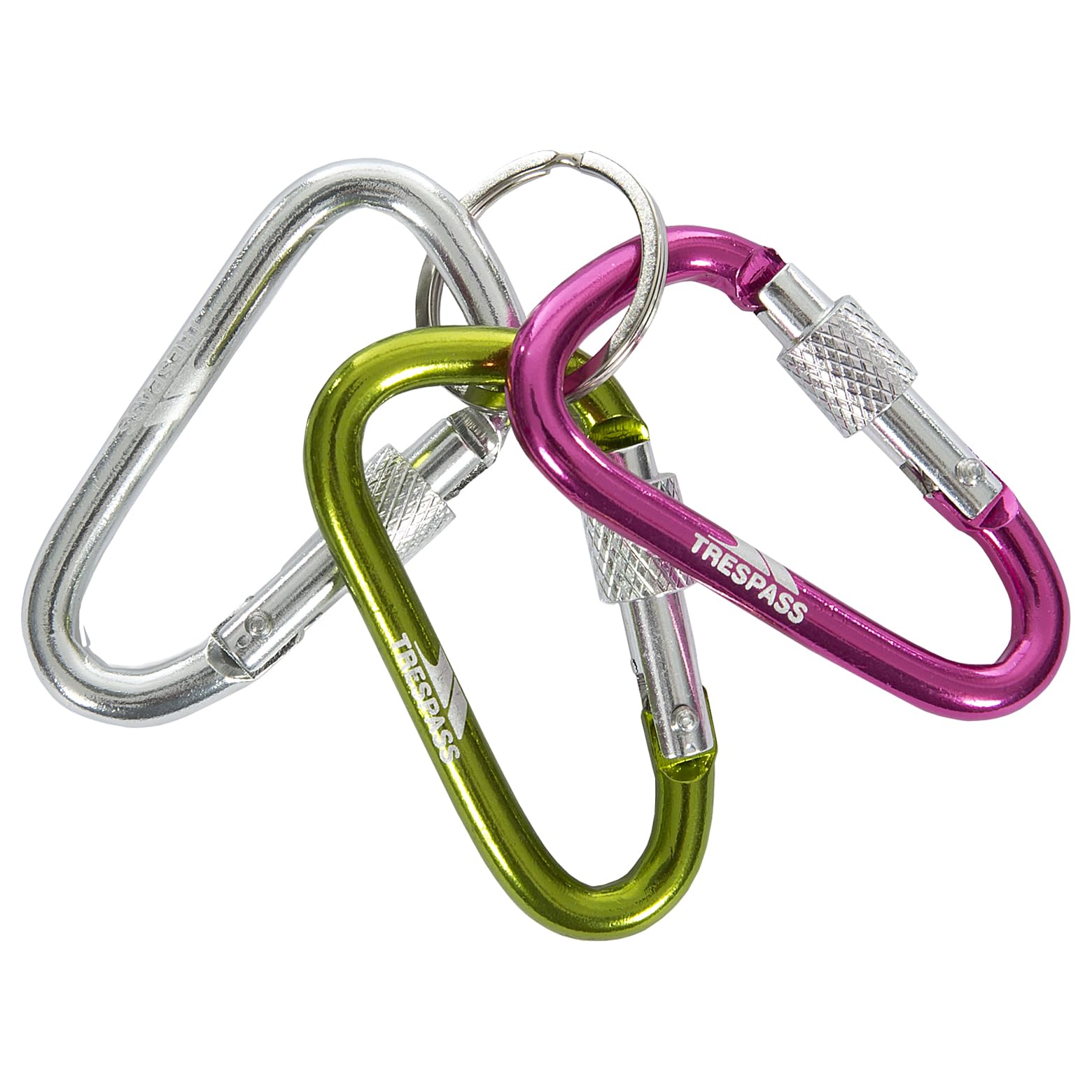 Trespass Unisex Keyring Adventure - Carabiner Shaped, Novelty Accessory, 3 Color Set, Not for Climbing