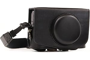 MegaGear MG1173 Canon PowerShot SX740 HS, SX730 HS Ever Ready Leather Camera Case with Strap - Black