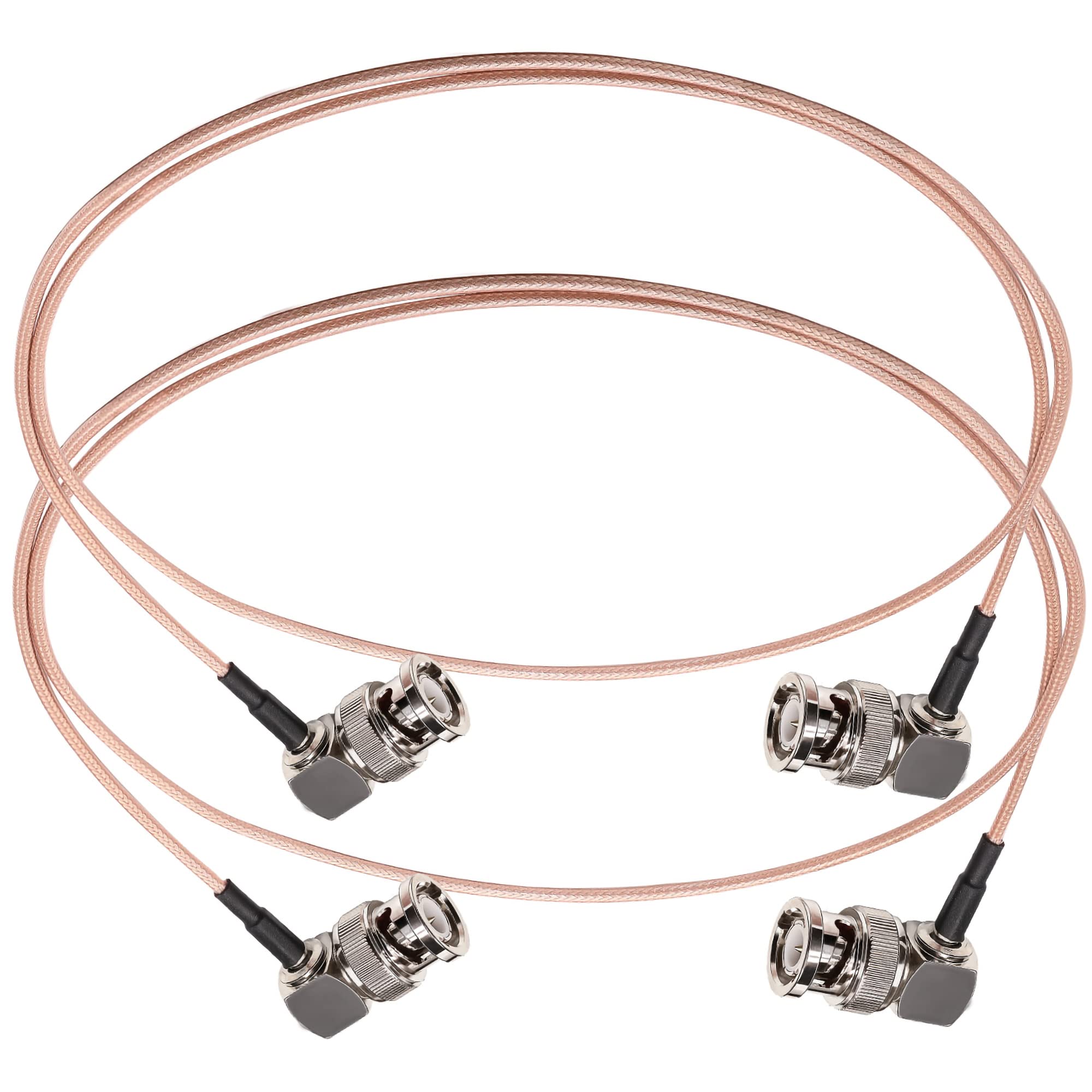 TUOLNK BNC Cable RG316 BNC Male Right Angle to BNC Male Right Angle Coaxial Cable for CCTV HD SDI Cable 3.28ft (1M) 50Ohm BNC Elbow 90 Degree Extension Cable 2 Pack