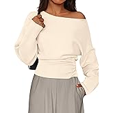 PRETTYGARDEN Women Off The Shoulder Sweater 2026 Fall Trendy Long Batwing Sleeve Knit Pullover Going Out Tops Winter Clothing